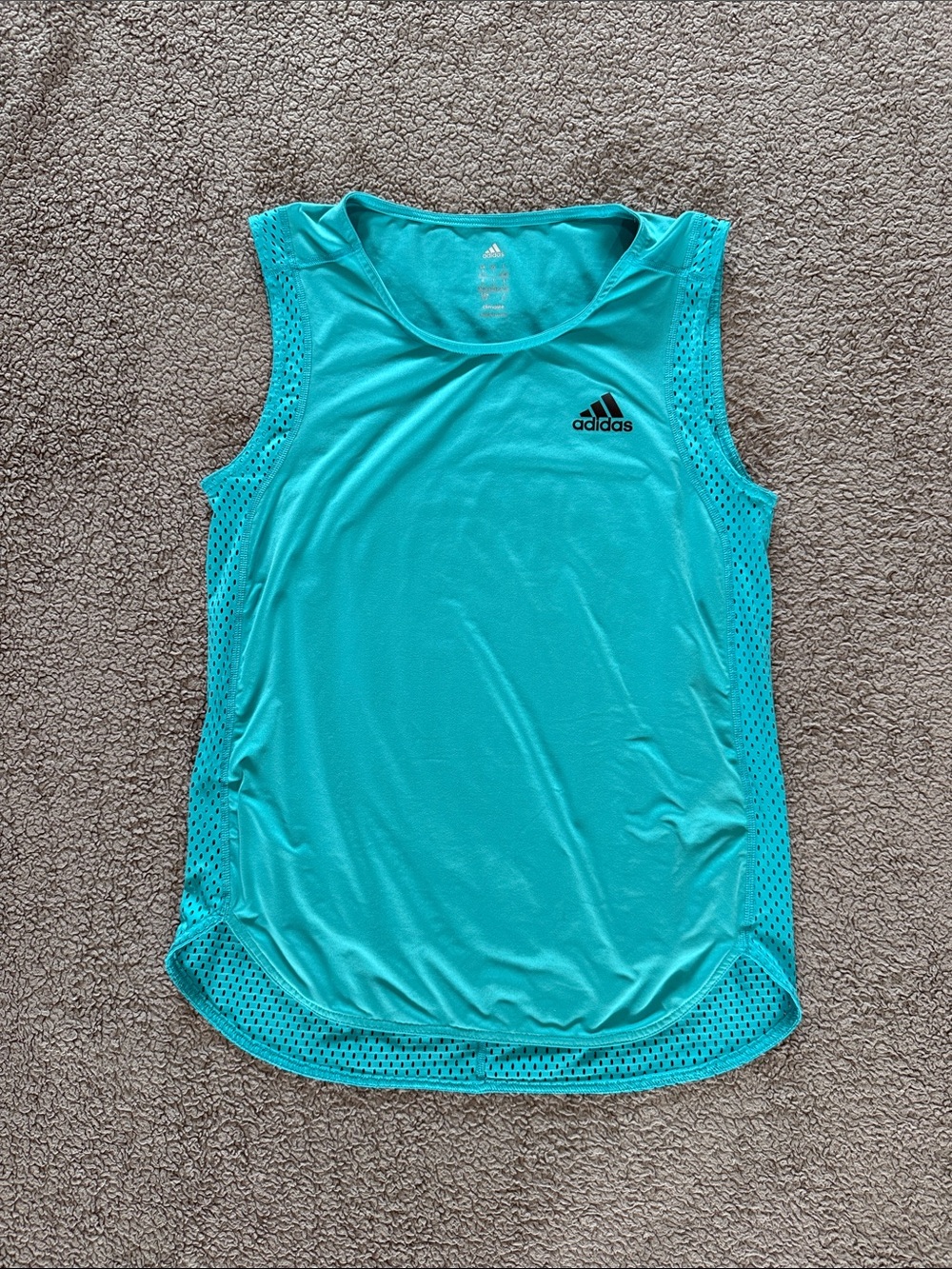 adidas Turquoise Performance Mesh-Side Tank Top